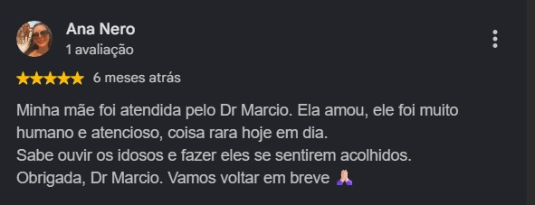 Avaliação no Google de Ana Nero